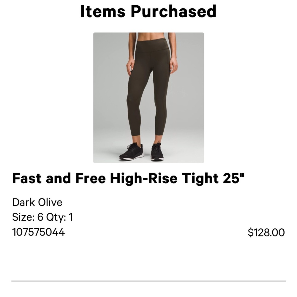 Lululemon fast and free 28 inch dark olive